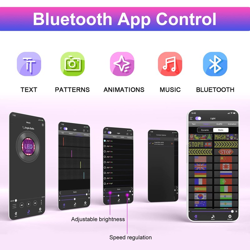 GOTUS LED Light Signs for Car,Programmable Flexible LED Sign,Bluetooth APP