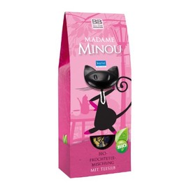 Bull & Bear Organic Fruit Tea "Madame Minou" with Tea Strainer in Cat Shape, 75 g, with Natural Aroma