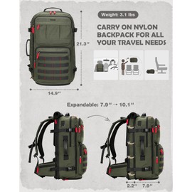 Gonex Travel Backpack, Large Carry-On Nylon Duffle Bag, 3-in-1 Convertible Laptop Bag for Men & Women, Durable for Work & Weekend Travel (Army Green)