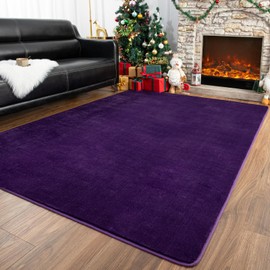 Przemy Washable Area Rug for Living Room Bedroom, 5x7 Feet Dark Purple Memory Foam Rug, Super Soft Modern Indoor Carpet for Kids Room Girls Boys Dorm Nursery Decor Mat