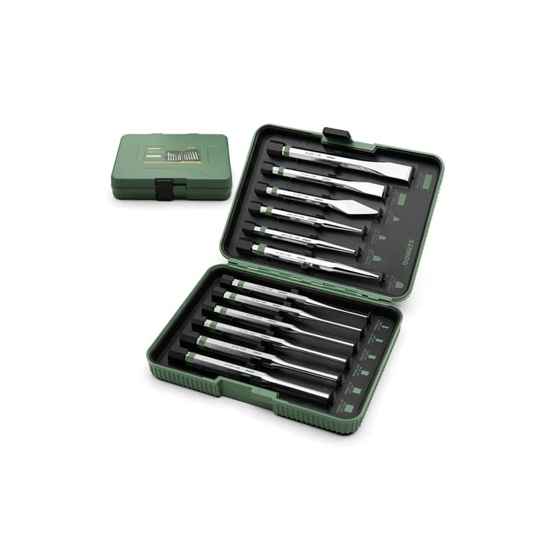 12-Piece Punch and Chisel Set, 60Cr-v Steel Made and Heat-treated.