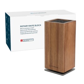 KITCHENDAO Magnetic Knife Block without Knives, 360° Rotatable Acacia Wood Knife Holder, Large Knife Storage with Magnet for Knives & Utensils, Kitchen Countertop Organizer