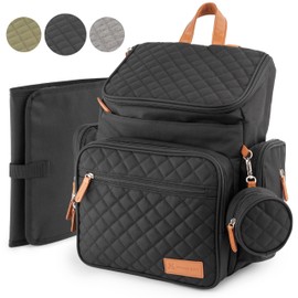 Large Baby Backpack Diaper Bag – Modern Baby Diaper Bag with 15 Pockets to Store New Born Baby Essentials Must Haves (Black)