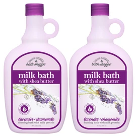Village Naturals Bath Shoppe Moisturizing Lavender Chamomile Milk Bath - Hydrates Skin - Made with Shea Butter and Vitamin E (Pack of 2 Bottles, 28 fl oz Each)