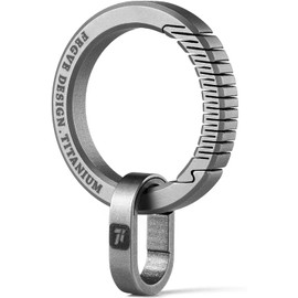 FEGVE Titanium Keychain, Round Carabiner, Small, Stylish, Brushed Surface, Anti-Lost, Easy Installation, Gift