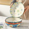 CINAIMPRESSION 9Inch Pasta Bowls Set of 4, HandPainted Ceramic, Mix