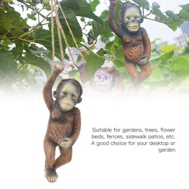 Monkey Hanging Statue, Hanging Monkey Garden Statue for Outdoors, Simulation Resin Monkey Hanging Animal Statue, Exquisite Carving, Monkey Garden Figurine, Ornament for Garden, Lawn, Patio Outdoor