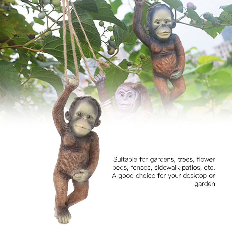 Monkey Hanging Statue, Hanging Monkey Garden Statue for Outdoors, Simulation