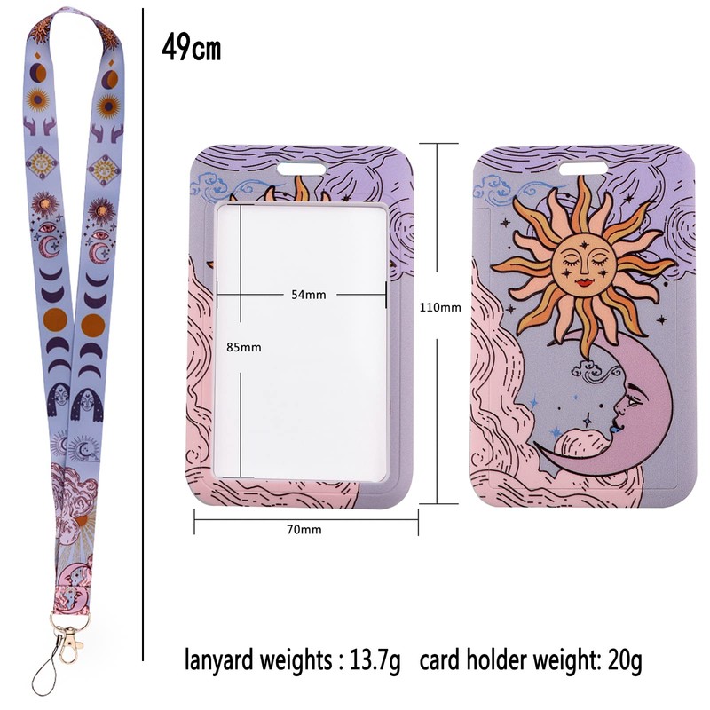 Juanooo Aesthetic Rainbow ID Lanyard with Card Holder Cute Neck