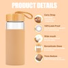 Tronco 20oz Borosilicate Glass Water Bottle with Bamboo Lid, Non-Slip