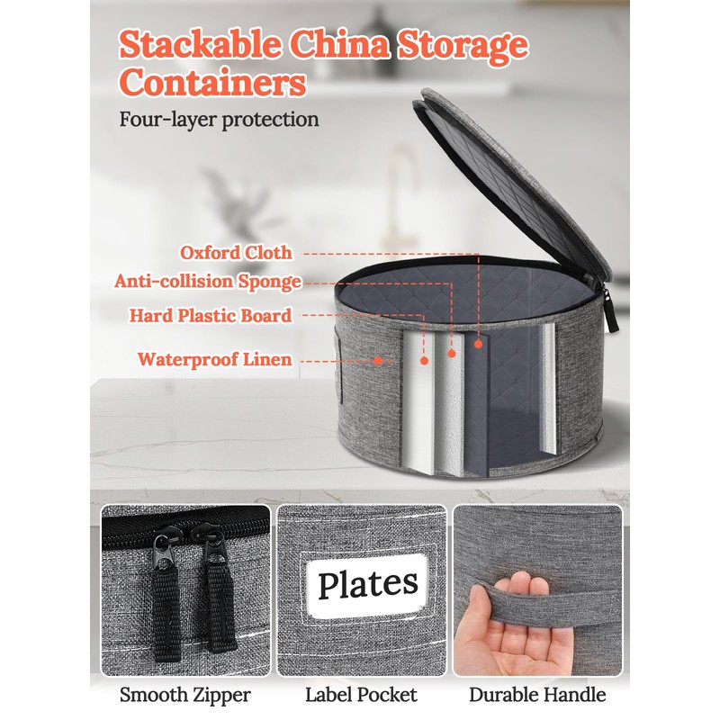 Cirhy Hard Shell Plate Storage Containers 4-Piece Set - Reinforced