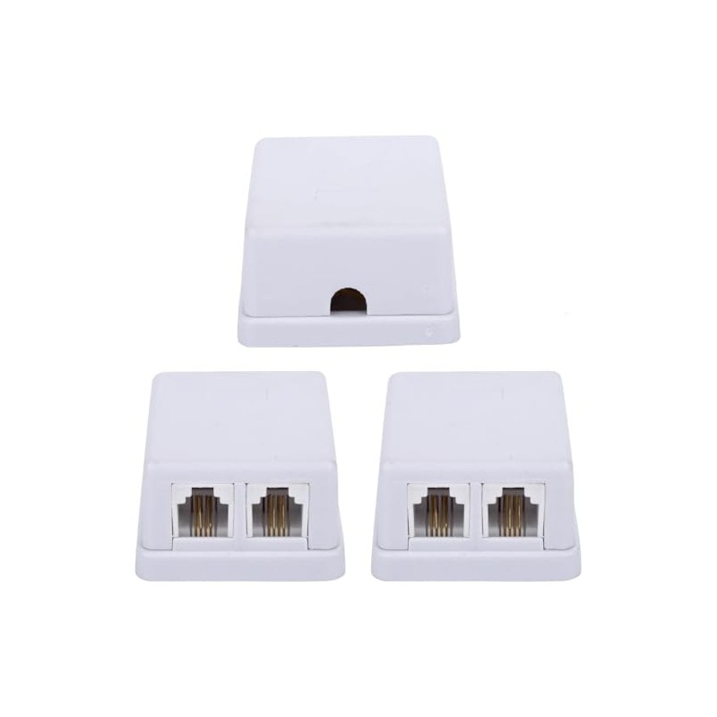 Menewstart Phone Jack Surface Mount Splitter Box, White, 3 Pack,