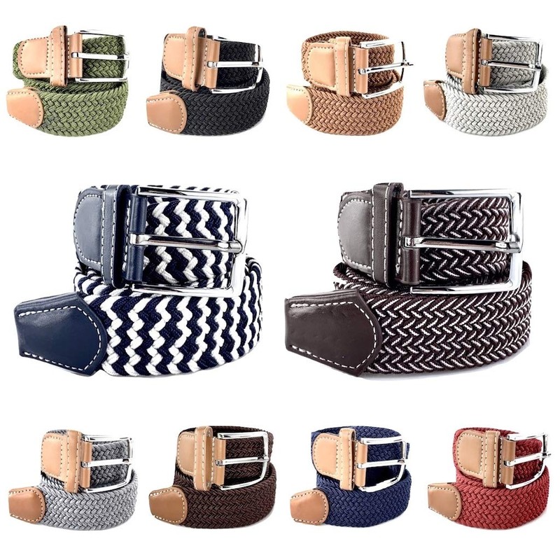 L & B Unisex Elastic Fabric Belt Braided Stretch Belt