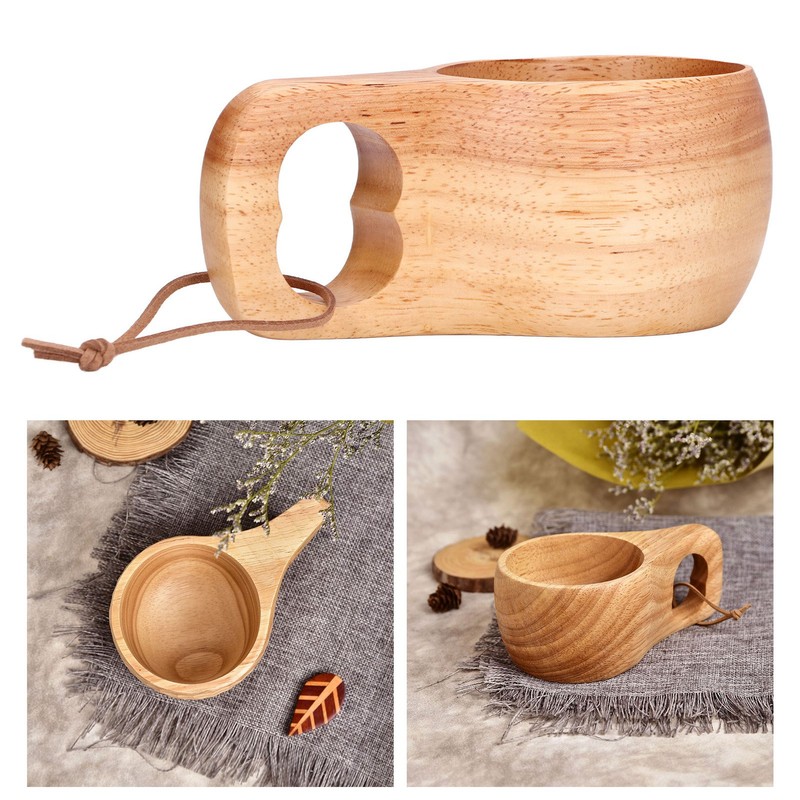 200ml Single Hole Wooden Cup with Hanging Buckle Milk Coffee