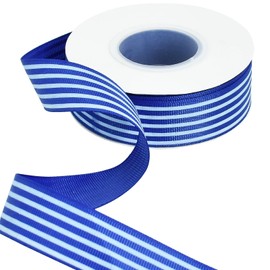 TONIFUL Blue White Striped Ribbon 1 Inch Wide Fabric Grosgrain Ribbons 25 Yards Roll for Gift Wrapping Valentine's Day DIY Hair Accessories Crafts Party Holiday Wedding Christmas Birthday Decoration
