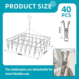 CHGANG Stainless Steel Clothes Drying Hanger with 40 Clips