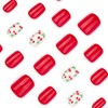 Short Square Fake Nails Cute Fake Nails Full Cover Red