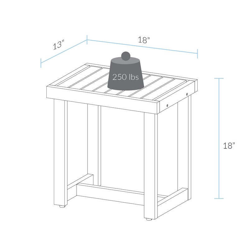 American Trails 18" Solid White Shower Bench, Natural Oak
