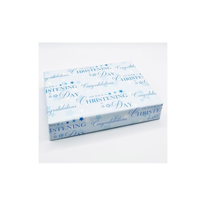 2 Sheets Congratulations On Your Christening Day Boy Wrapping Paper
