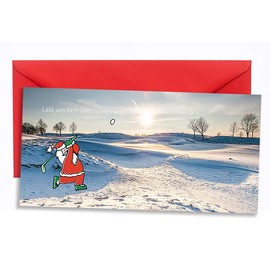 Golf Christmas Card - Let's Be Froh und Munter sein... Set of 3 (3 x Cards + 3 x Green Envelopes)