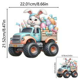 2pcs Truck Cute Bunny & Easter Egg Iron On Transfers for T-Shirts Rub on Transfers Stickers Vinyl Ready to Press Stickers Iron on Decals for T-Shirts Clothing Hoodie DIY Crafts