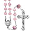 TrueFaithJewelry 7mm Pink Glass Cut Crystal Flower Beads Rosary Prayer