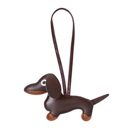 POYAMUSE Cute Leather Dachshund Keychain - PU Leather Bag Charm, Perfect Dachshund Gifts for Dog Lovers-brown
