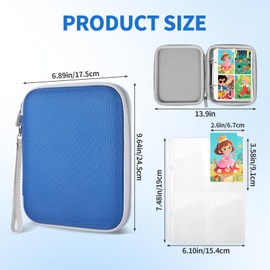 Card Case for Yoto Cards, Soft Portable Folder with Zipped 96 Pockets, Player and Mini Audiobook for Yoto Card Case(Blue)