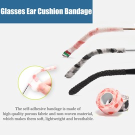 Glasses Ear Cushion Bandage, Eye Glasses Ear Grippers Anti Slip, Glasses Temple Tips, Glasses Arm Cushion, Eyeglass Ear Cushions for Pain, Temple Sleeves Tips Ear Pads for Glasses,Cow Color