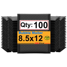 iMBAPrice 100-Pack #2 (8.5" x 12") Pure Black Color Self Seal Poly Bubble Mailers Padded Shipping Envelopes (Total 100 Bags)
