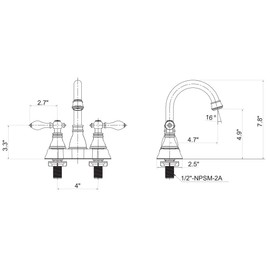 Derengge F-4501-BN Two Handles Brush Nickel Bathroom Faucet with Pop up Drain,cUPC NSF AB1953