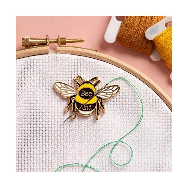 Caterpillar Cross Stitch Needle Minder - Bumblebee Bee Kind for Cross Stitch, Sewing, Embroidery and Needlework Accessories, Enamel and Magnetic