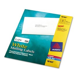 Inkjet Address Labels, 1 x 2-5/8, White, 300/Pack