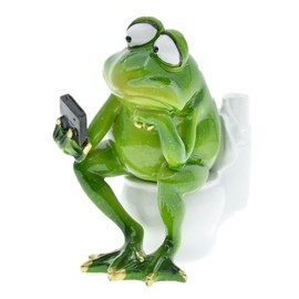 Divertida figura de rana sentada en el inodoro, estatua de rana, escultura de rana, pensador, mascota, ranas, animales, manualidades de resina para hogar, oficina, baño, jardín, decoración al aire