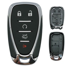 Replacement Key Fob Shell Case Fits for Chevy Malibu Cruze Camaro Equinox Blazer Keyless Entry Remote Control 5 Button Pad Cover (5 Button)