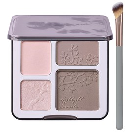 Paleta de Sombreado de Contorno de Resaltador Facial para Esculpir Polvo Prensado Brillante de Larga Duración, Maquillaje Con Acabado Brillante Mate Liso para Piel Tonificada Fría, 01 Kit de