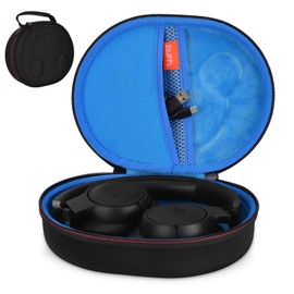 ZUJFPL EVA Hard Case for JBL Live 770NC/670NC/660NC/650BT/460NC/400BT/500BT and JBL Tune 770NC/710BT/720BT/700BT/750BT/520BT/510BT/760NC/660NC/500/E45BT Wireless Headphone(Black Case+Inside Blue)