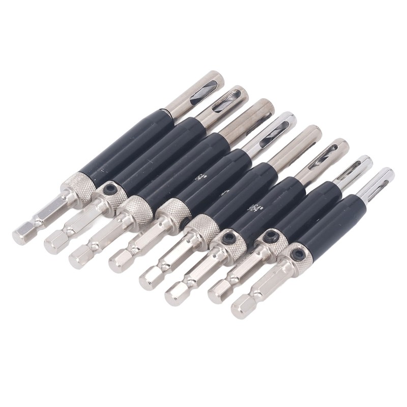 8Pcs Self Centering Hinge Drill Bit Black Hex Shank Hinge