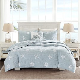 Harbor House Seaside 4 Piece Coverlet Set, Full/Queen, Dusty Blue