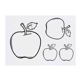 4 x 'Apple with Leaf' Temporary Tattoos - Water Resistant, Skin-Safe, Non-Toxic Transfers, Mixed Sizes (TO00073316)