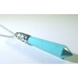 Inc Designs Jewelry Charged Canadian Natural Howlite Pendant, Dyed Green + Stainless Steel Chain