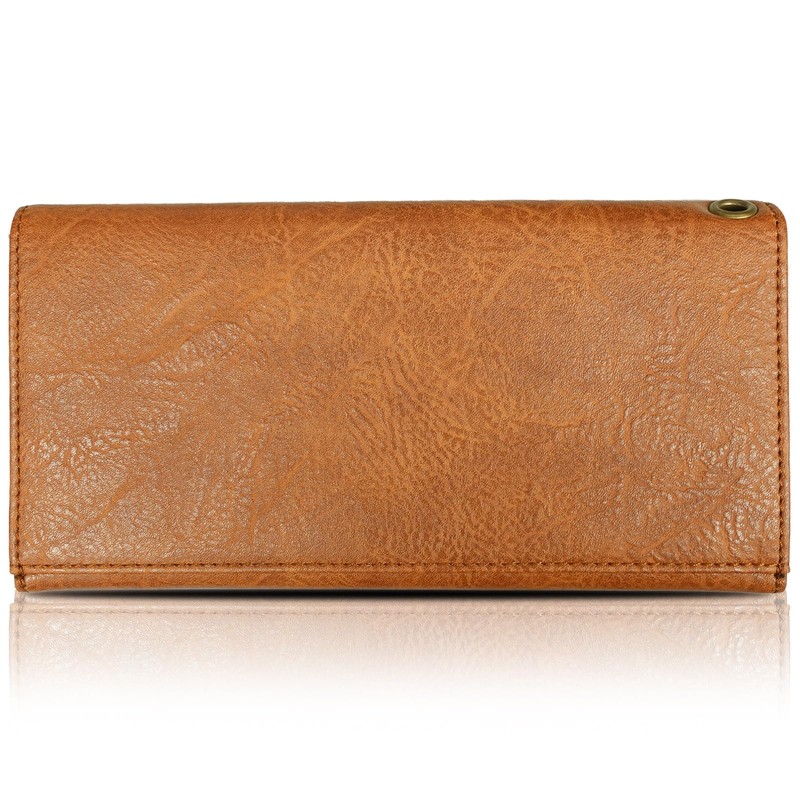 Edwin Retro Synthetic Leather Long Wallet, Embossed Logo, Synthetic Leather,