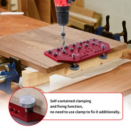 RUITOOL Shelf Pin Jig and Hinge Jig Two-in-One, Self-contained Clamping Function All Metal Shelf Pin Drilling Jig with 1/4" and 5mm Drill Bits, Shelf and Cabinet Hardware Jig Tool Drill Guide