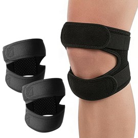 2 Piezas Rodillera para Meniscos, Soporte para Rodilla con Doble Banda Silicona, Adecuado para la Artritis, Distribuye la Tensión Durante el...       