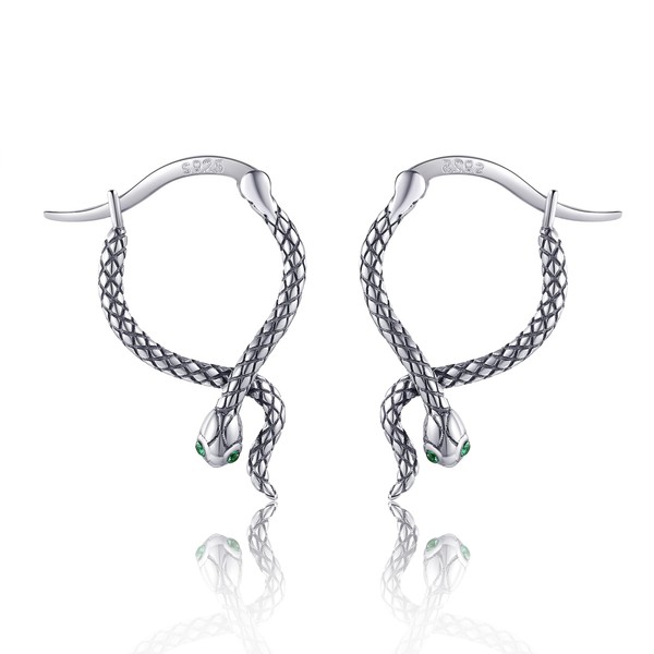 MONGAS Snake Earrings Sterling Silver Snake Hoop Earrings Snake Jewelry