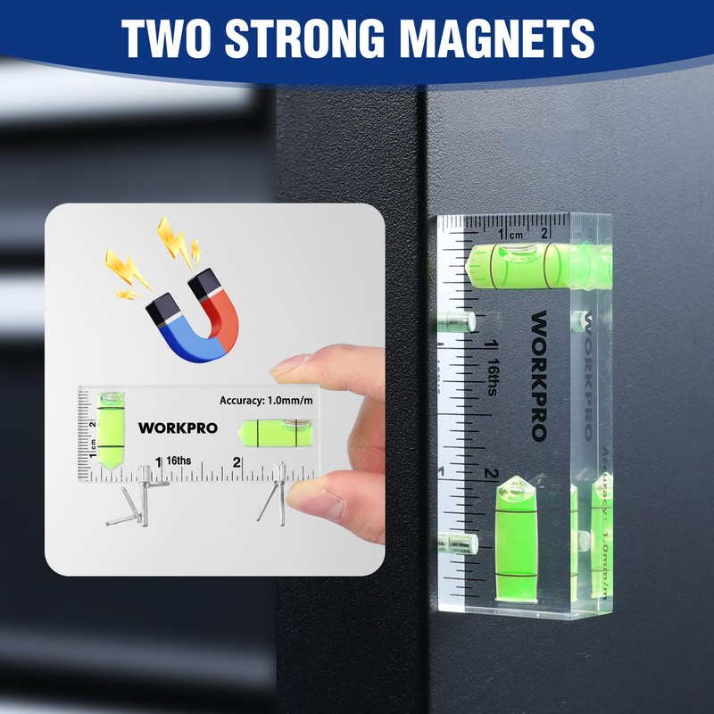 WORKPRO Small Level, 3 Inch Mini Level Tool, Magnetic Level