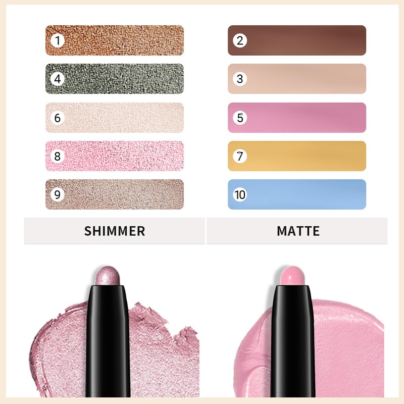 Erinde Glitter Eyeshadow Stick Waterproof, Cream Eyeshadow Pencil, Highly Pigmented