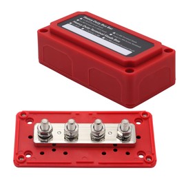 300A Busbar 12V - 48V DC 4X M8 Busbar Off-Road Vehicle Brass Bus Bar Box Boat Camper Car Distribution Block Red