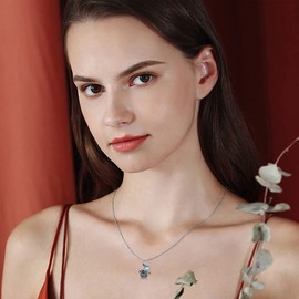 VENACOLY Rose Flower Chain 925 Sterling Silver Rose Pendant Necklace Moonstone Chain Rose Jewellery Gift for Women Mother, Sterling Silver, No Gemstone