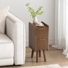 ELYKEN Narrow Side Table, Fluted Nightstand with Drawers, Wooden Small